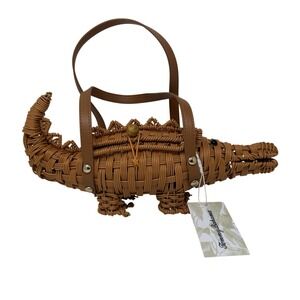Tommy Bahama  Woven Alligator Crocodile Clutch Novelty Bag NWT Handbag